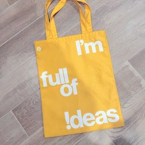 I’m Full of Ideas Bright Yellow Large Sturdy Canvas Tote Bag Pinterest